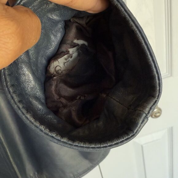 Vintage Friitala Blue Leather Bomber Jacket Size 14 - Picture 12 of 16